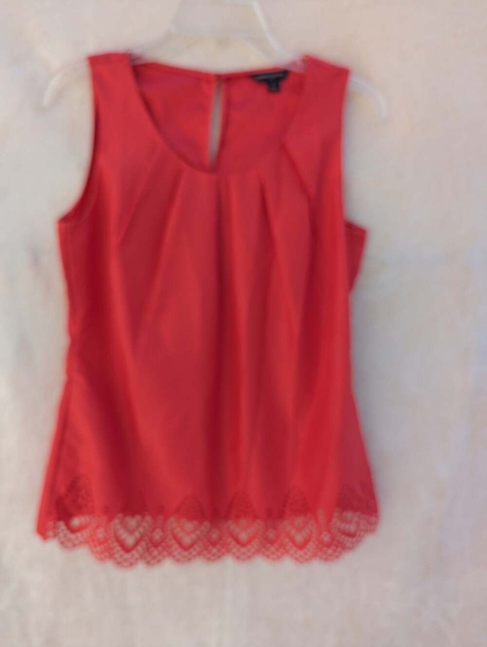 Banana Republic Red Sleeveless Tank Top with Crochet Hem Detail